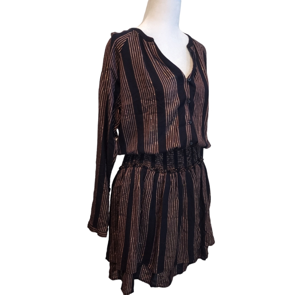 Euc Rails Midas Metallic Stripe Elastic Waist V-N… - image 5